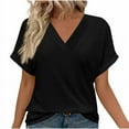 thumbnail image 1 of Womens Summer Tops Short Dolman Sleeve Shirts 2025 Fashion V Neck Outfits Clothes, 1 of 9