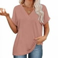 thumbnail image 1 of Womens Summer Tops Short Dolman Sleeve Shirts 2025 Fashion V Neck Outfits Clothes Pink L, 1 of 9