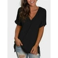 thumbnail image 1 of Womens Summer Tops Short Sleeve Casual Shirts Floral Tee Trendy Basics V Neck Plain Tshirt, 1 of 5