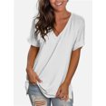 thumbnail image 1 of Womens Summer Tops Short Sleeve Casual Shirts Floral Tee Trendy Basics V Neck Plain Tshirt, 1 of 5