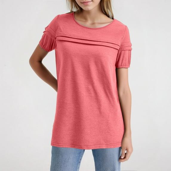 Womens Summer Tops Short Sleeve Crew Neck Shirts Puff Sleeve Casual Tshirts Women's Striped Shirts Short Sleeve Western Womens Short Sleeve Athletic Tops Woman Tees And Shirts Women Long Sleeve Shirt