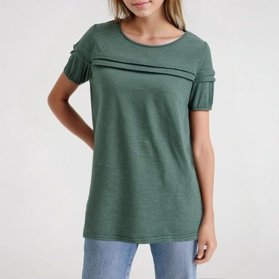 Womens Summer Tops Short Sleeve Crew Neck Shirts Puff Sleeve Casual Tshirts Women's Striped Shirts Short Sleeve Western Womens Short Sleeve Athletic Tops Woman Tees And Shirts Women Long Sleeve Shirt