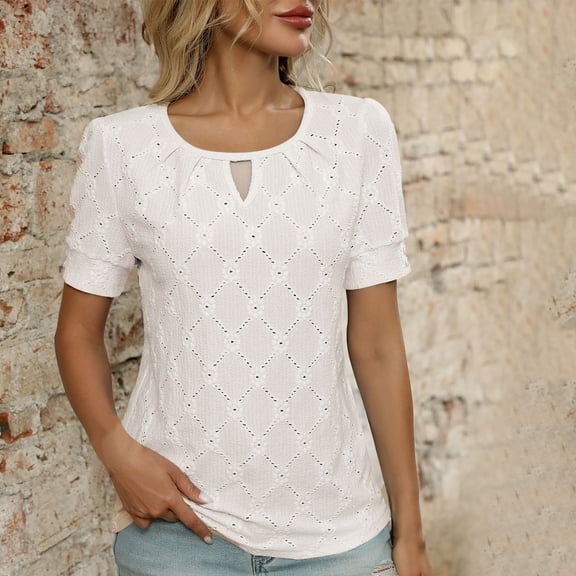 Womens Summer Tops Short Sleeve Round-Neck Loose Regular Casual Workout Tops Tee Shirts - Beige∣2XL