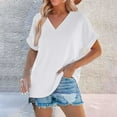 thumbnail image 1 of Womens Summer Tops Short Sleeve Shirts 2025 Fashion V Neck Outfits Clothes, 1 of 6