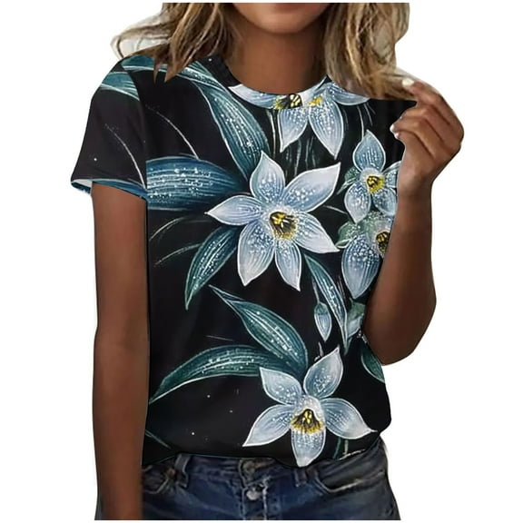 Womens Summer Tops Short Sleeve Shirts for Women Trendy Summer Summer Chic Clothes for Women Over 50