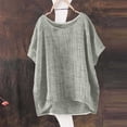 thumbnail image 1 of Womens Summer Tops Short Sleeve Solid Casual Loose Linen Shirts Top, 1 of 5