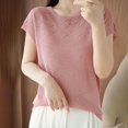 thumbnail image 1 of Womens Summer Tops Short Sleeve Solid Color Knit Casual Round-Neck Workout Tops Tee Shirts M-2XL, 1 of 4