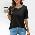 thumbnail image 1 of Womens Summer Tops Short Sleeve Striped Color Block Shirts Crewneck Loose Casual Tee Tops Athletic Long Sleeve Shirt Women And Shirts Women T Shirts Men Apparel Short Womens Hiking Shirts Top T Shirts, 1 of 8