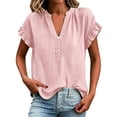 thumbnail image 1 of Womens Summer Tops Short Sleeve V Neck Simple Casual Blouse Daily All Match Daily Tops, 1 of 6