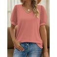thumbnail image 1 of Womens Summer Tops Short Sleeve V Neck T Shirts Swiss Dot Puff Sleeve Tops Loose Casual Tshirts, 1 of 5