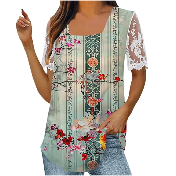 Womens Summer Tops Short Sleeve Womens Blouses for Wedding Short Sleeve Button Up Shirts for Women Print