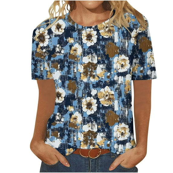 Womens Summer Tops Short Sleeve Womens Plus Size T Shirts Loose Fit Women Clothing Tops