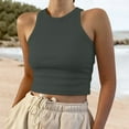 thumbnail image 1 of Womens Summer Tops Sleeveless Color Tops Solid Women's Tank Short Round Neck Vest Women's Blouse Shirts for Women, 1 of 6
