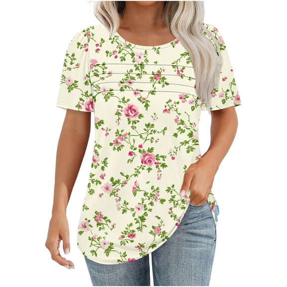 Womens Summer Tops With Sleeves Blouses for Women Casual Plus Size Tshirts Shirts Graphic Oversized Women Y2K Off Shoulder Tees Slim Fit Short Sleeve Button Up Shirts for Women Pattern My+Orders