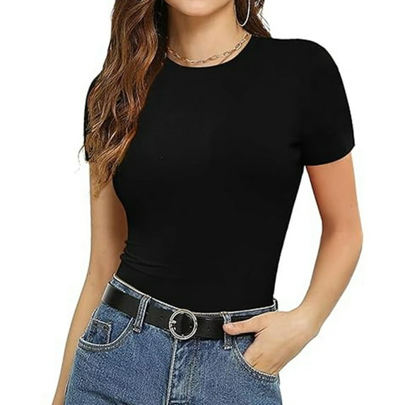 Womens Summer Tops Soft Pullover Ladies Running Tops Womens Spandex Tee Shirt V Neck Sweaters Women plus Size Star Shirt Long Athletic Top Cute Shirts for Women Trendy on Clearance Black M