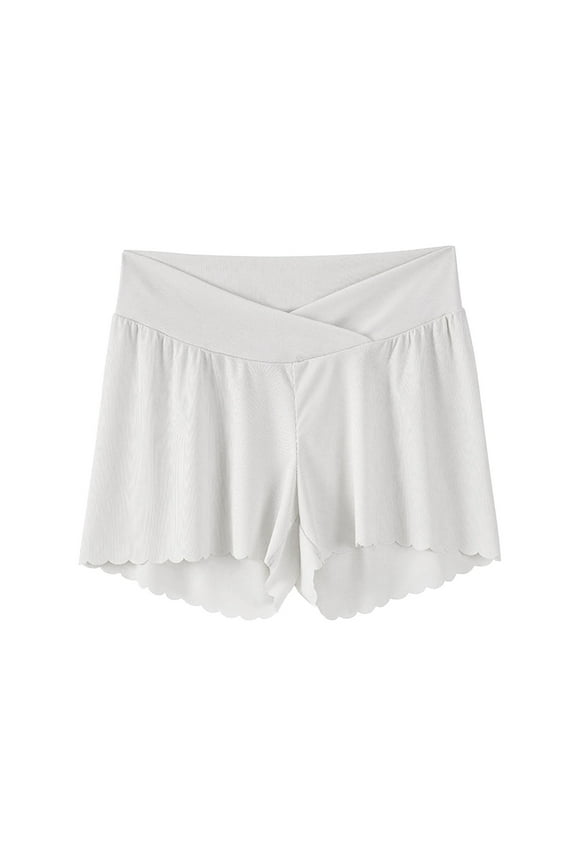 Maternity Belly Support Women's Maternity Safety Shorts - High-Waisted Solid Color Capri Length, Slim Fit for Under Dresses