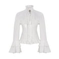 thumbnail image 1 of Womens Summer Tops Solid Color Victorian Style Long Sleeved Lotus Ruffles Womens Dressy Casual Shirts,White,XL, 1 of 6
