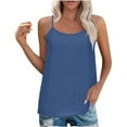 thumbnail image 1 of Womens Summer Tops Spaghetti Strap Sleeveless Suspender Tank Tops Round Neck Loose Fit Cami Tunic Tops Casual Solid Color Longline Tunics Vests Daily Outfits S-XXL, 1 of 7