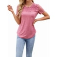 thumbnail image 1 of Womens Summer Tops Spring Shirts Trendy Vacation Outfits Short Sleeve Business Tshirts Fashion Casual Blouses Pink XL, 1 of 8