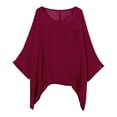 thumbnail image 1 of Womens Summer Tops Stylish Casual Solid Color Pocket Loose Comfortable Top Shirts for Women Brick Red S, 1 of 4