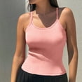 thumbnail image 1 of Womens Summer Tops Summer Women's Ribbed Round Neck Vest Basic Style Solid Color Slim Fit Elastic Top Shirts for Women, 1 of 6