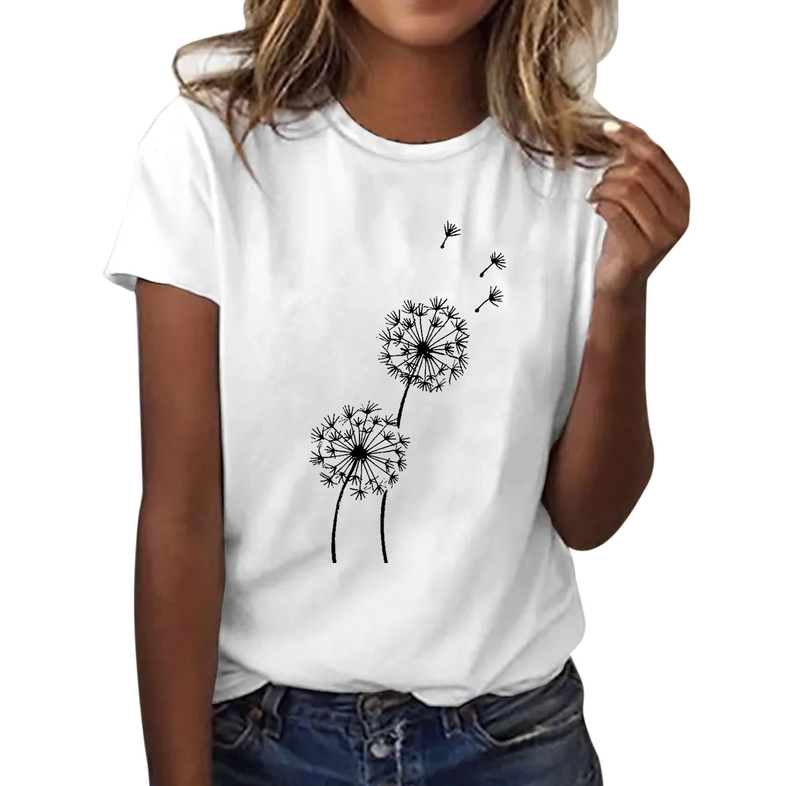 Womens Summer Tops,Sunflower Printed T Shirt for Women Casual Graphic