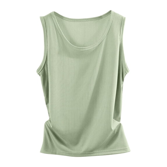 Womens Summer Tops Threaded Cotton Round Neck Wrapped Camisole Vest with Bottom Layer and Top on Sale