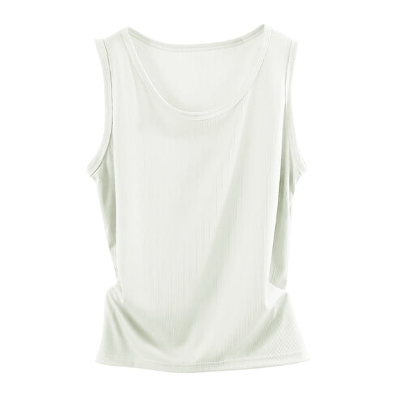 Womens Summer Tops Threaded Cotton Round Neck Wrapped Camisole Vest with Bottom Layer and Top on Sale