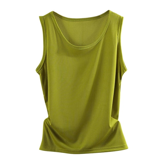 Womens Summer Tops Threaded Cotton Round Neck Wrapped Camisole Vest with Bottom Layer and Top on Sale