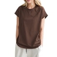 thumbnail image 1 of Womens Summer Tops Trendy Short Sleeve Crew Neck T Shirts Brown 3XL=5, 1 of 5