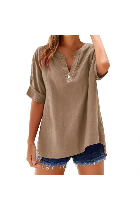 Womens Summer Tops Trendy Texture Button Down Shirts Solid Color Rolled Short Sleeve Tshirts Dressy Casual Tunic Holiday Going Out Clothes