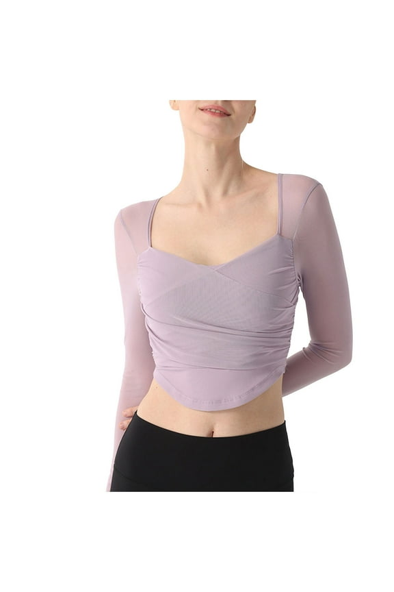 Womens Summer Tops Tunic Tops for Leggings for Women Western Attire Women plus Sheer Sleeve Shirt Hot Gear Summer Tunic Banana Shirt Exercise Set Turtleneck Clothes T L