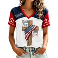 thumbnail image 1 of Womens Summer Tops Usa Graphic Tee Casual Tops Womens Patriotic Tops Red White and Blue Shirts for Women Patriotic Womens Clothing Cotton T Shirts Women Fourth of July Shirts for Women, 1 of 5