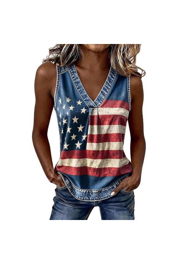 Womens Summer Tops Usa Graphic Tee Red White and Blue Shirts for Women Casual Tops Fourth of July Shirts for Women Womens Patriotic Tops Patriotic Womens Clothing 4th of July Shirts Women