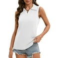 thumbnail image 1 of Womens Summer Tops V Neck Collared Shirts Dressy Casual Ribbed Tank Top Loose Fit White S, 1 of 8