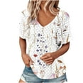 thumbnail image 1 of Womens Summer Tops V Neck Grey Shirts for Women Crop Top Fitted Basic Tees 3/4, 1 of 7