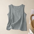 thumbnail image 1 of Womens Summer Tops V Neck Linen Sleeveless Tank Tops Crewneck Blouse Layering Tee Work Shirts, 1 of 4