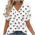 thumbnail image 1 of Cloaraye Womens Summer Tops V Neck Short Sleeve Shirts Casual Loose Boho Floral Print T Shirts, Gifts for Women, 1 of 6