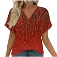 thumbnail image 1 of Womens Summer Tops V Neck Short Sleeve Shirts Trendy Casual Vacation Printing Tee Shirts, 1 of 7