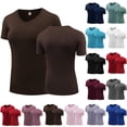 thumbnail image 1 of Womens Summer Tops V Neck Short Sleeve Slim Fit Quick Dry Stretchy Fitted Basic Solid Undershirt Gym Workout Yoga Breathable Casual Athletic Top Multiple Color Options, 1 of 5