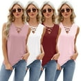 thumbnail image 1 of Womens Summer Tops V Neck Tank Tops for Women Loose Fit Cross Strap S-M-L-XL-XXL, 1 of 9
