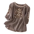 thumbnail image 1 of Womens Summer Tops Vintage Long Sleeve Floral Embroidered Print Fashion T Shirts Crew Neck Vacation Tee 2026, 1 of 9