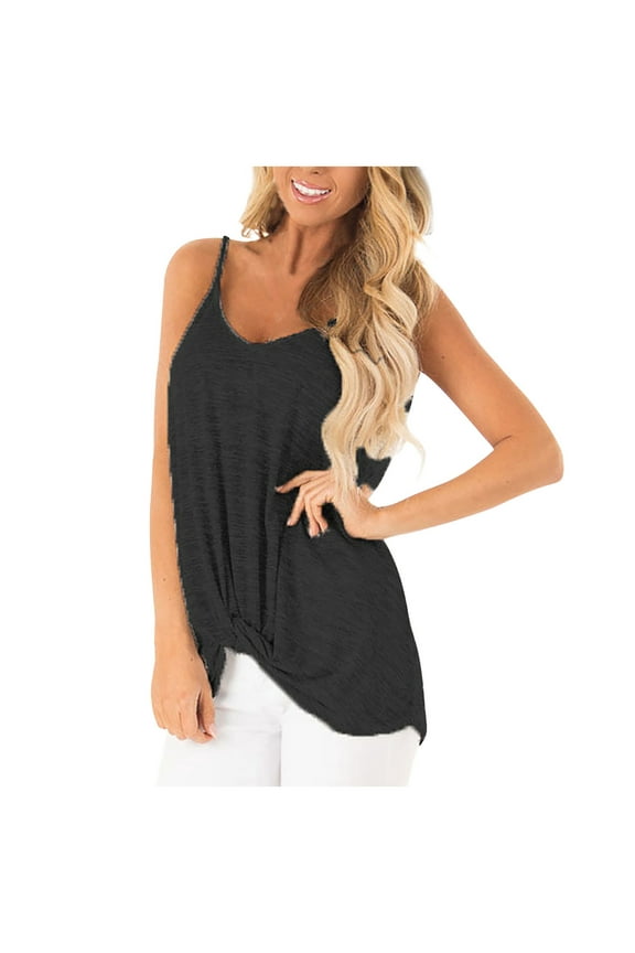 Womens Summer Tops Women's Summer European And Leisure Comfortable Solid Color Kink Sling Womens Summer Clothes