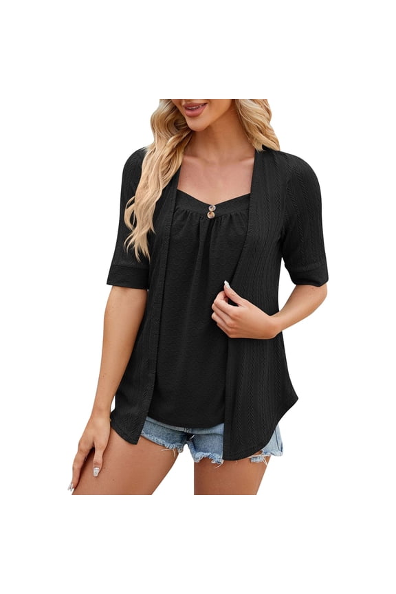 Womens Summer Tops Women's Casual Tops V Neck T Shirts Long Sleeve Short S Lady Guard Long Sleeve Floral Shirts Women Short Tee Soft T Shirt Loose V Neck Blouse Women Scalloped Dress S