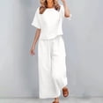 thumbnail image 1 of Womens Summer Tops Women's Fashionable Sports Casual Solid Color Jacket Sweatshirt Trousers Round Neck Suit Shirts for Women, 1 of 4