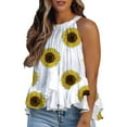 thumbnail image 1 of Womens Tops Summer 2022,Women's Flowy Tank Tops Daisy Print Camis Sleeveless Crew Neck Casual Shirts Loose Fitting Blouses, 1 of 5
