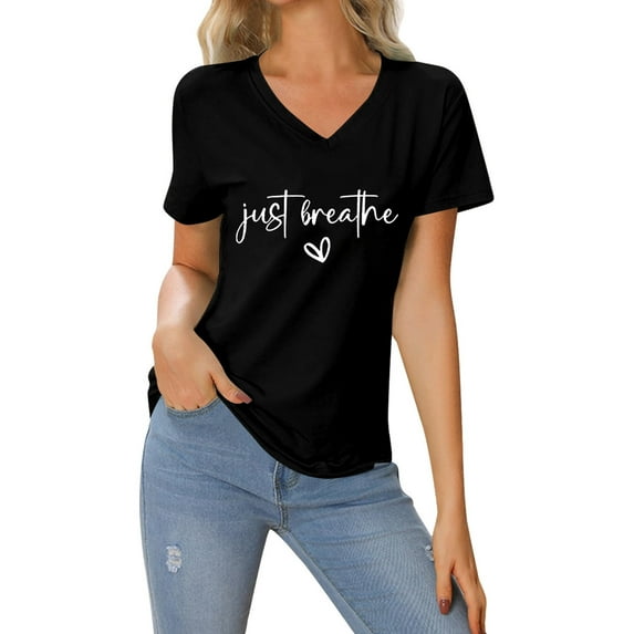 Womens Summer Tops Women's Long Sleeve Tees Pack Woman up Shirt Football T Shirt Women Bike Shirts Sports Shirts for Women plus Size Summer Fashion Womens Short Sleeve on Clearance Black S