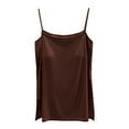 thumbnail image 1 of Womens Summer Tops Women's Neck Sleeveless Knit Ribbed Fitted Casual Crop Tank Top Lacy Top Crop Camisole with Shelf Bra Tops Women Pack Weight Set Women Bar Sleep for Soft Lace Bra Ladies Sil Brown L, 1 of 5
