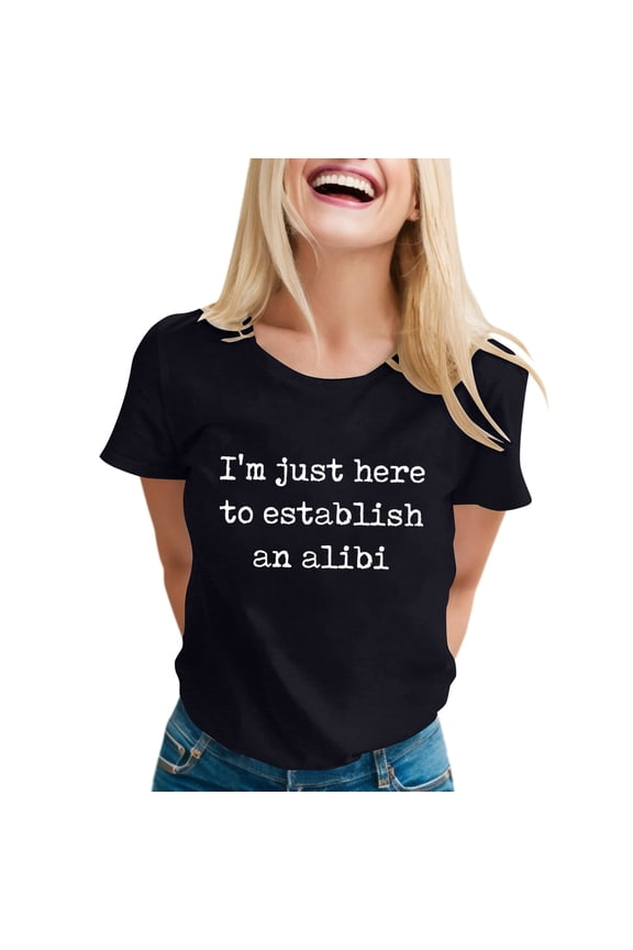 Womens Summer Tops Women's T-Shirts Women's Sarcastic Tees with Humorous Sayings Graphic Top for Women Novelty Everyday Wear Casual Tee Black XXL