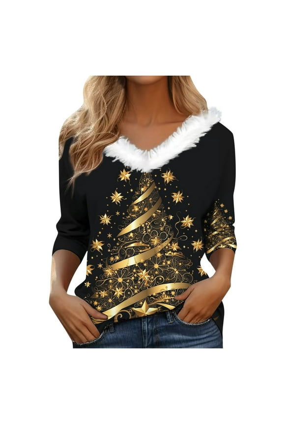 Womens Summer Tops Women's plus Size Tropical Tops Long Sleeve Womens Sleep Shirt Swing Shirt Long Sleeve Turtleneck Band T Shirts for Women plus Color Top Juniors Button up Soft Fit Tee M